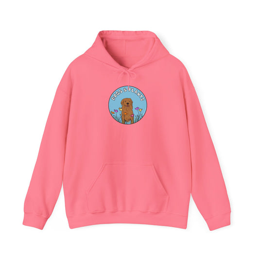 Dogs & Plants Hoodie for Golden Retriever & Plant Lovers - Pink