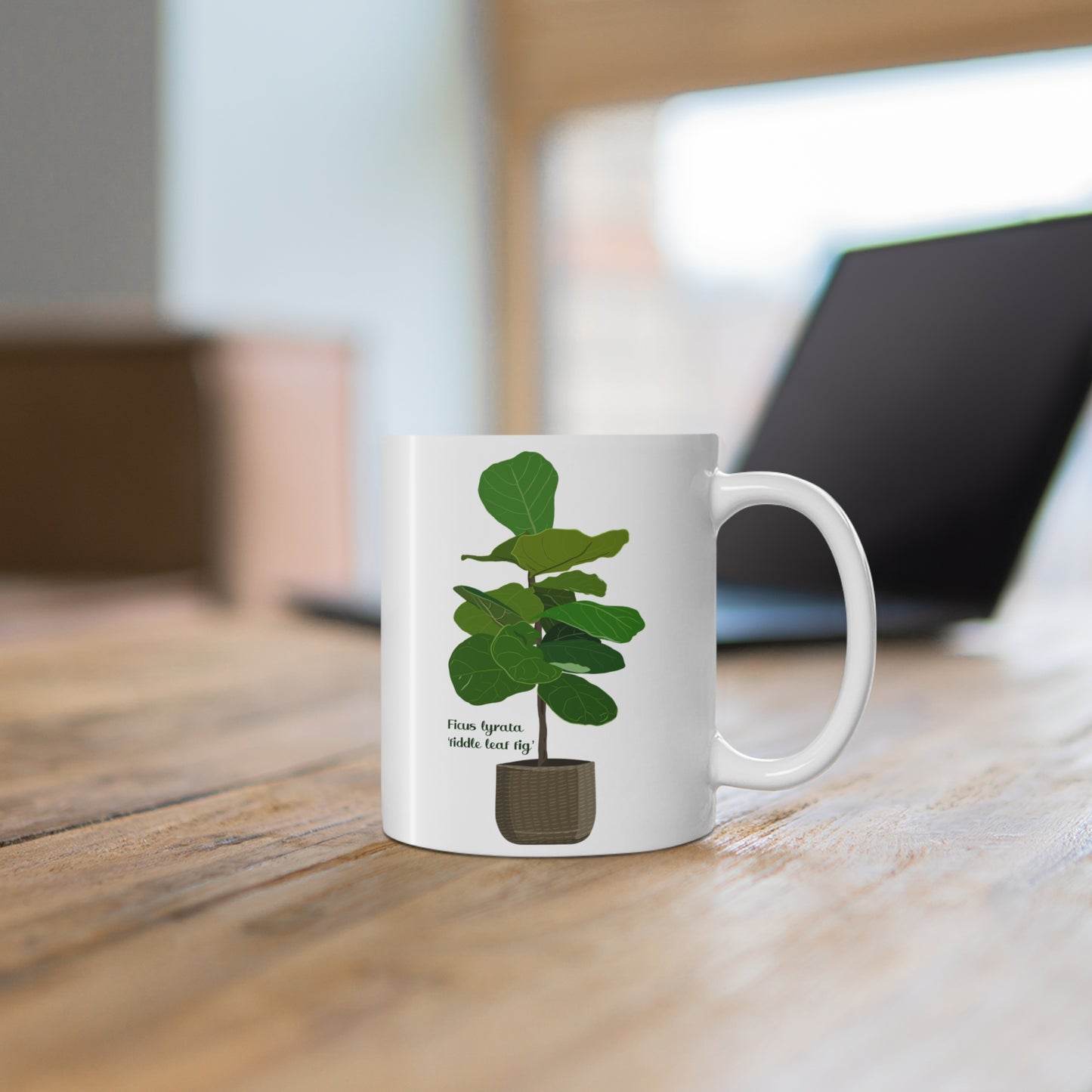 Ficus Lyrata "Fiddle Leaf Fig" Plant Lover Mug - White