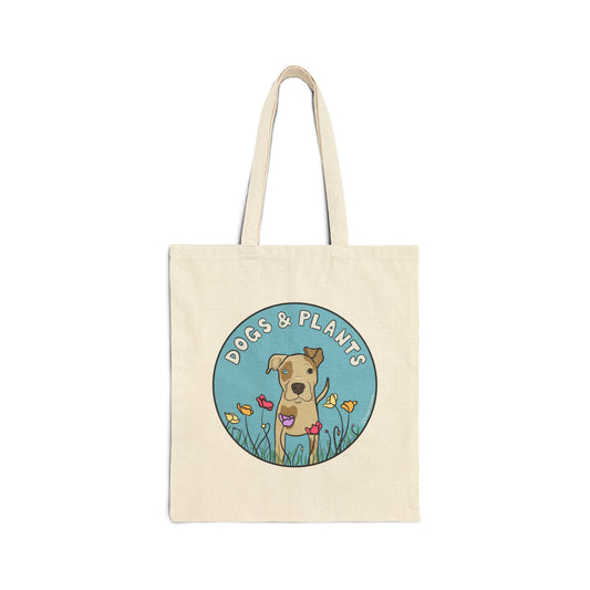 Dogs & Plants Pitbull & Plant Lover Canvas Tote Bag