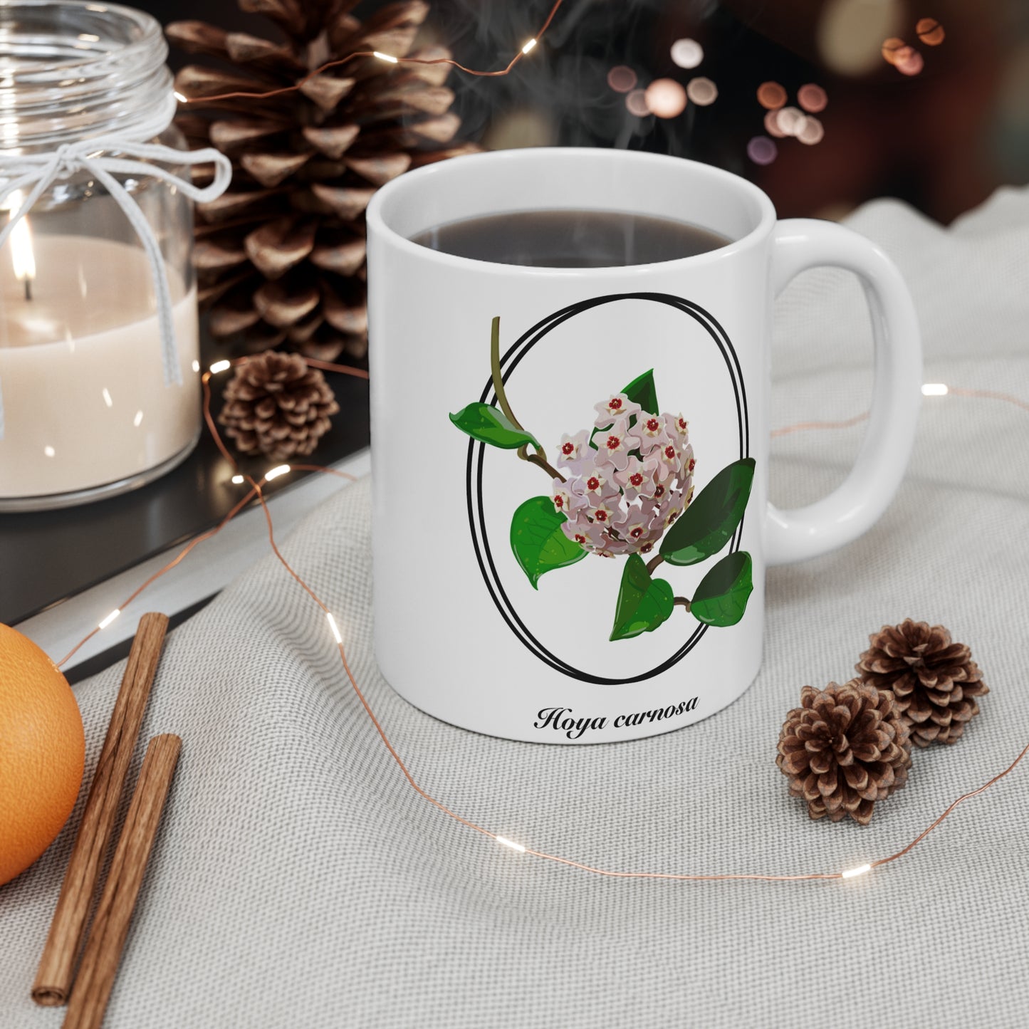 Hoya Carnosa in Bloom Plant Lover Mug - White