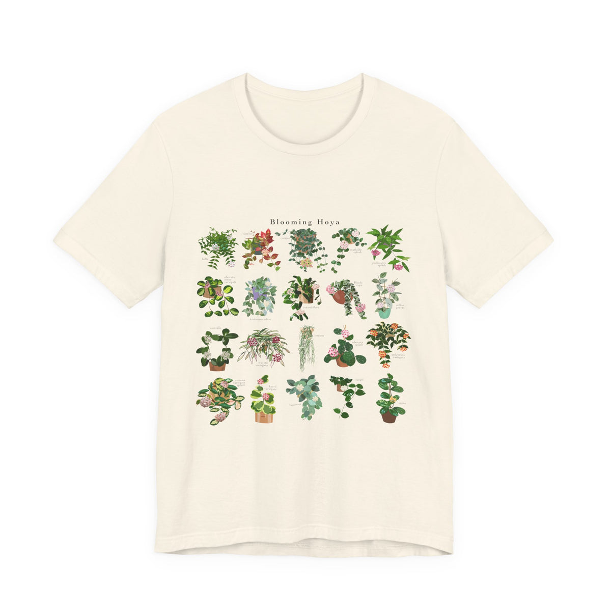 Blooming Hoya Chart T-Shirt for Plant Lovers - White, Natural