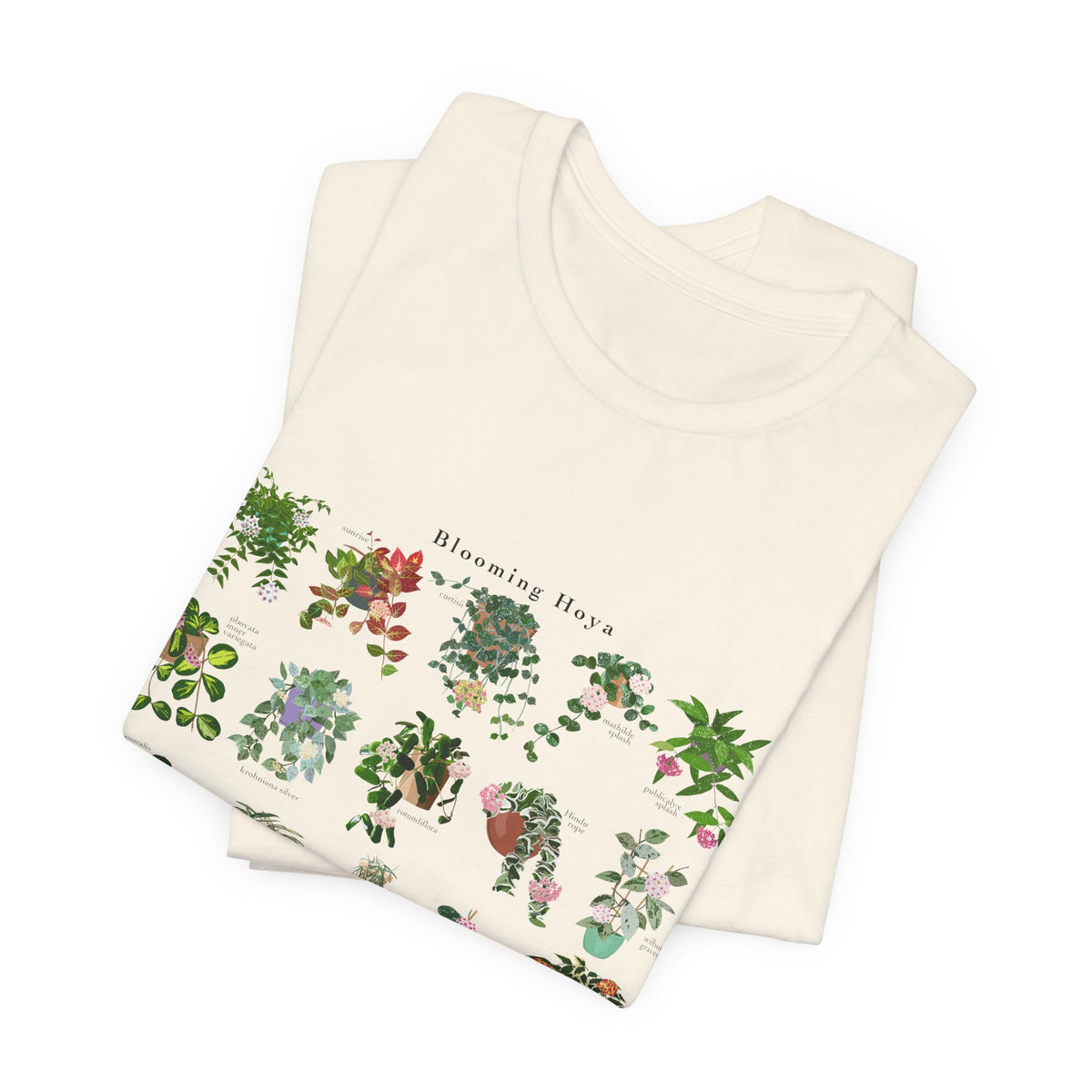 Blooming Hoya Chart T-Shirt for Plant Lovers - White, Natural