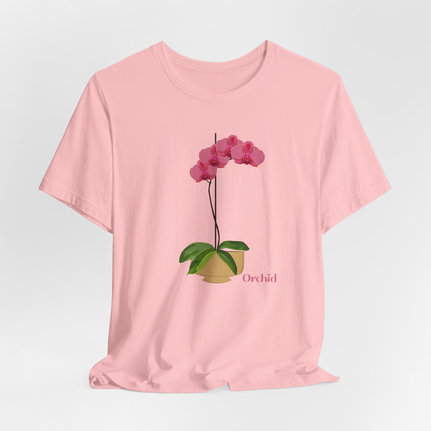 Pink Orchid T-Shirt for Plant and Flower Lovers - White, Natural, Pink, Black