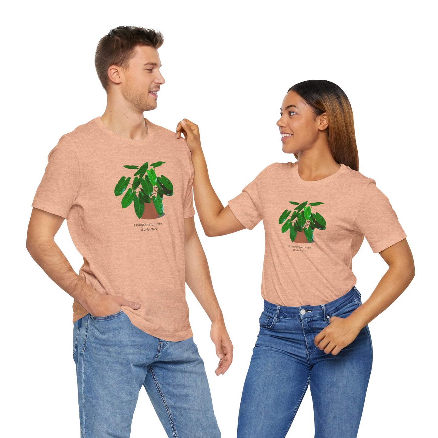 Philodendron Imbe 'Burle Marx' Plant Lover T-Shirt - Heather Peach