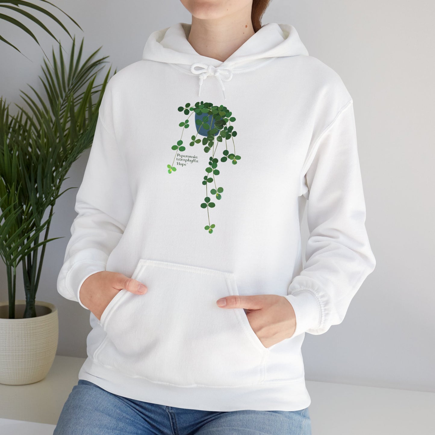 Peperomia Tetraphylla "Hope" Hoodie - White