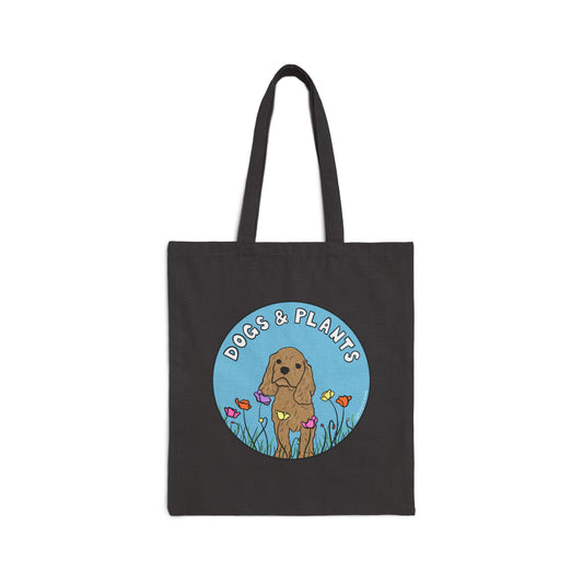 Dogs & Plants Puppy & Plant Lover Canvas Tote Bag  - Black