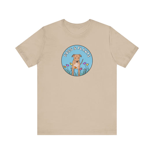 Dogs & Plants T-Shirt for Rescue Dog & Plant Lovers - Tan