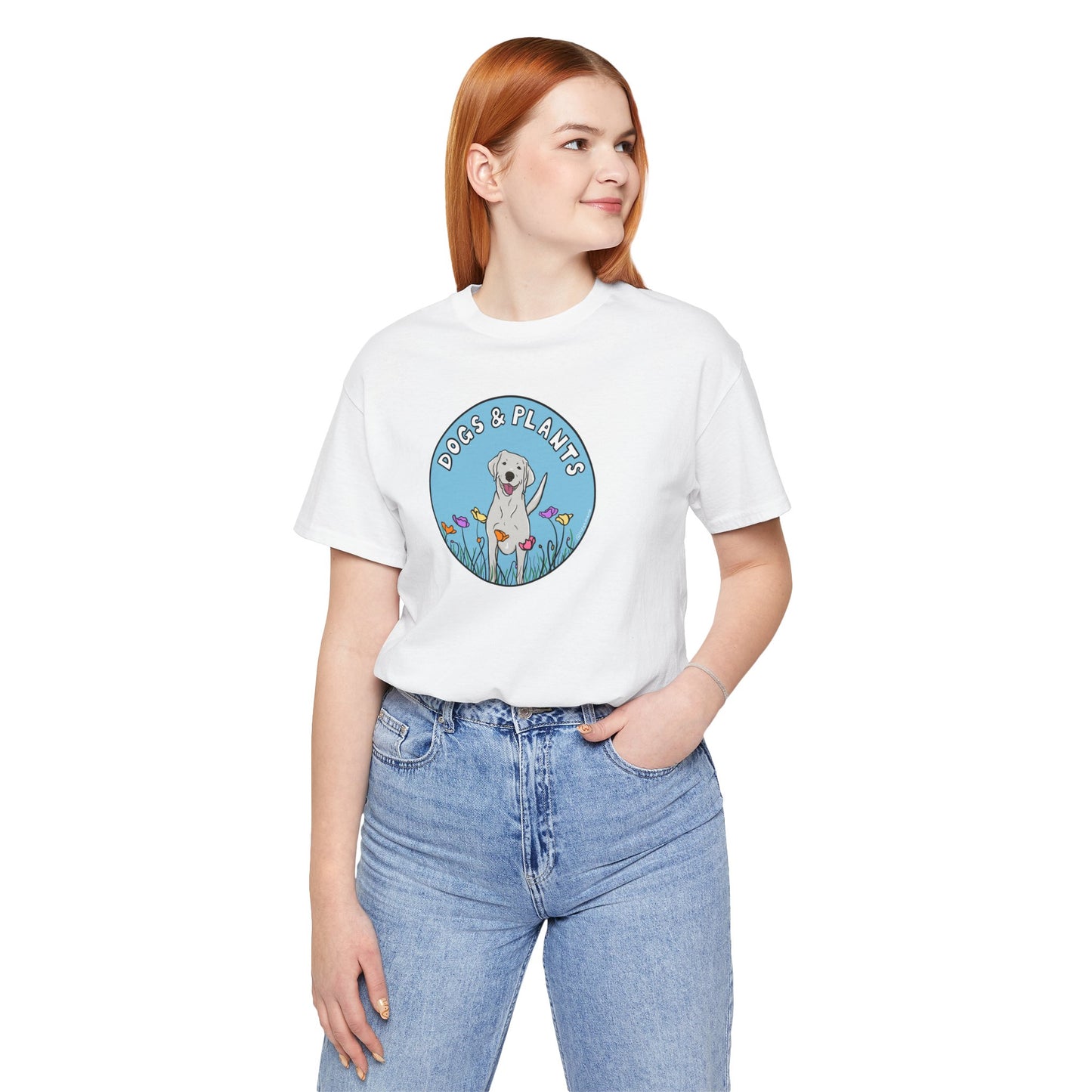 Dogs & Plants T-Shirt for White Labrador & Plant Lovers - White, Natural, Teal, Black