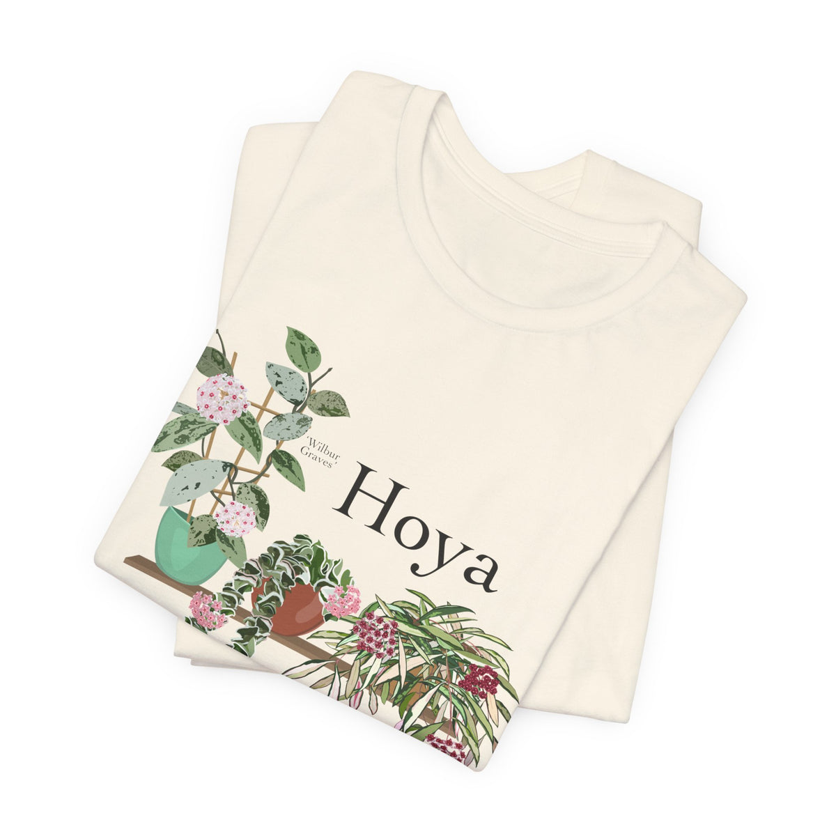 Hoya Hindu Rope, Carnosa, & Wayetii Trio T-Shirt for Plant Lovers - White, Natural