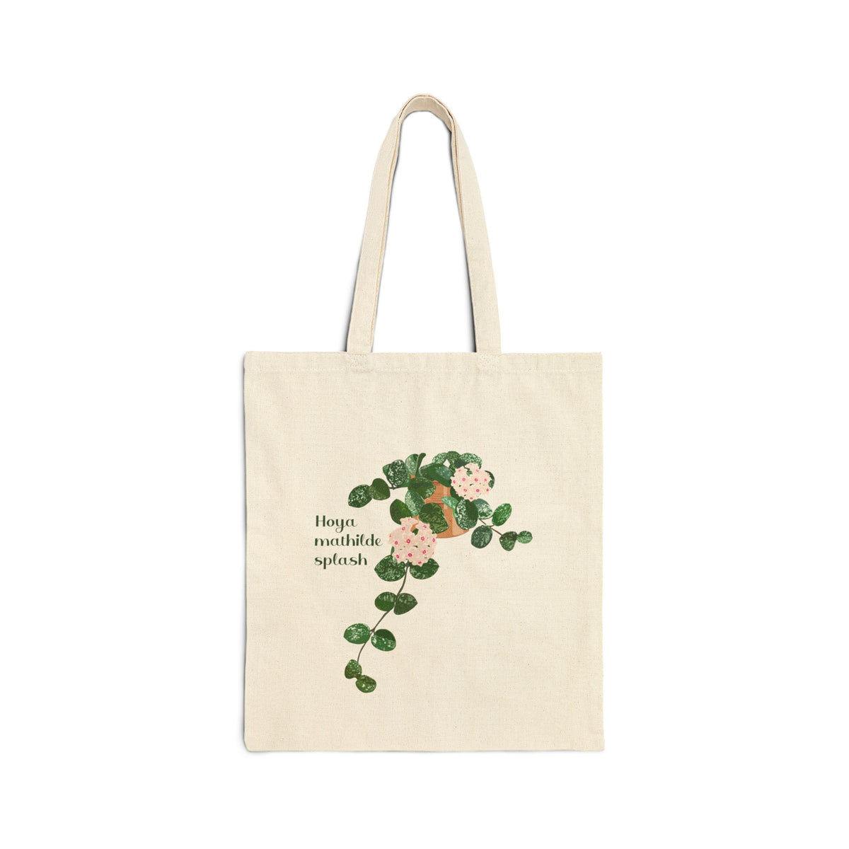 Blooming Hoya Mathilde Splash Canvas Tote Bag | Potted Houseplant Illustration, Plant Lover Tote