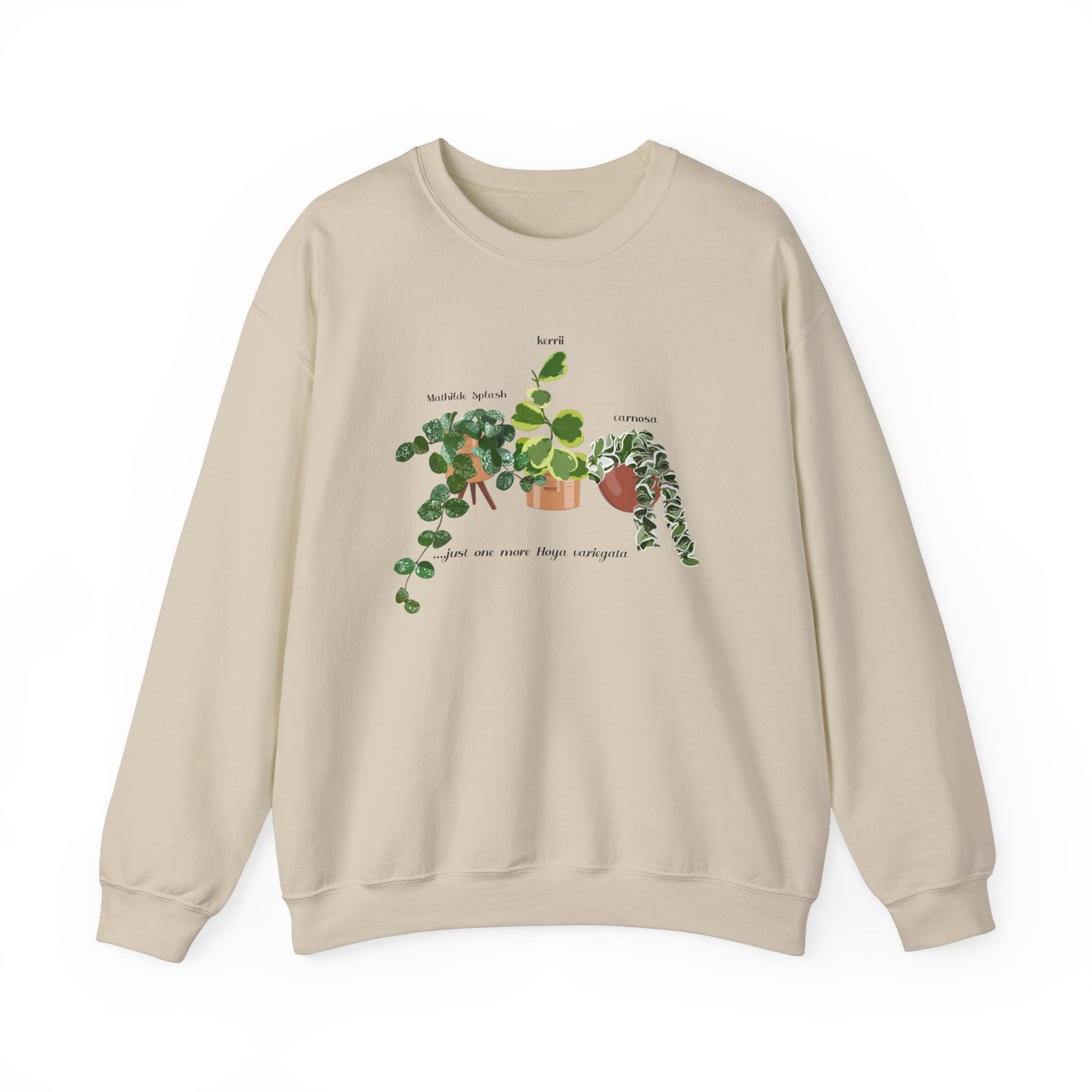 Hoya Mathilde Splash, Kerrii Variegata and Carnosa Hindu Rope Trio Crewneck Sweatshirt - Beige