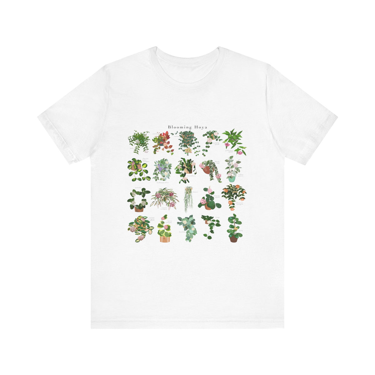 Blooming Hoya Chart T-Shirt for Plant Lovers - White, Natural