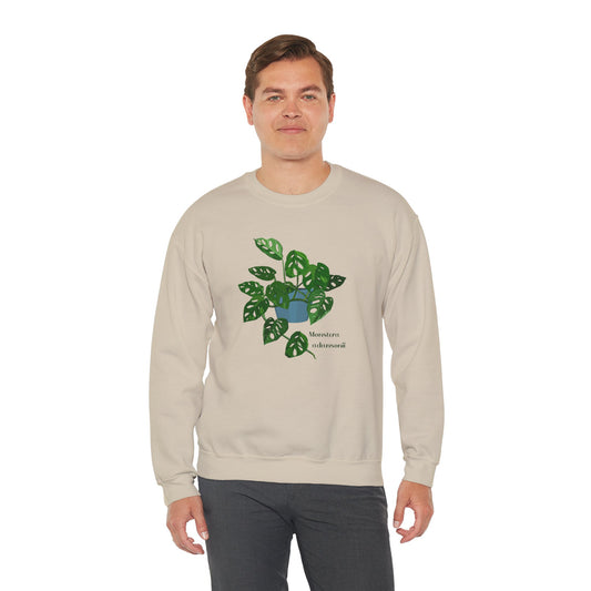 Monstera Adansonii Plant Lover Crewneck Sweatshirt - Beige