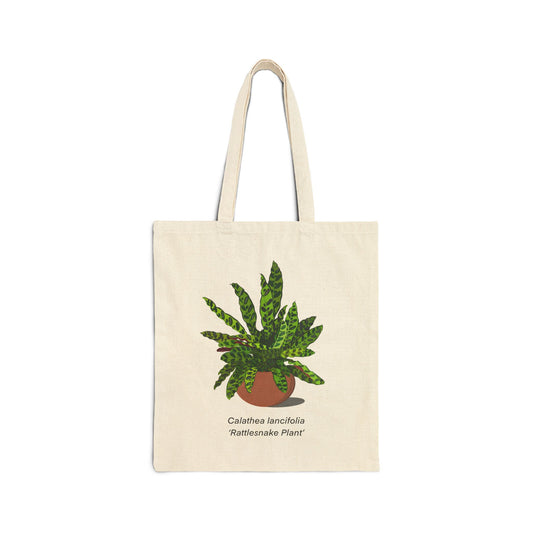 Calathea Lancifolia Rattlesnake Plant Lover Canvas Tote Bag