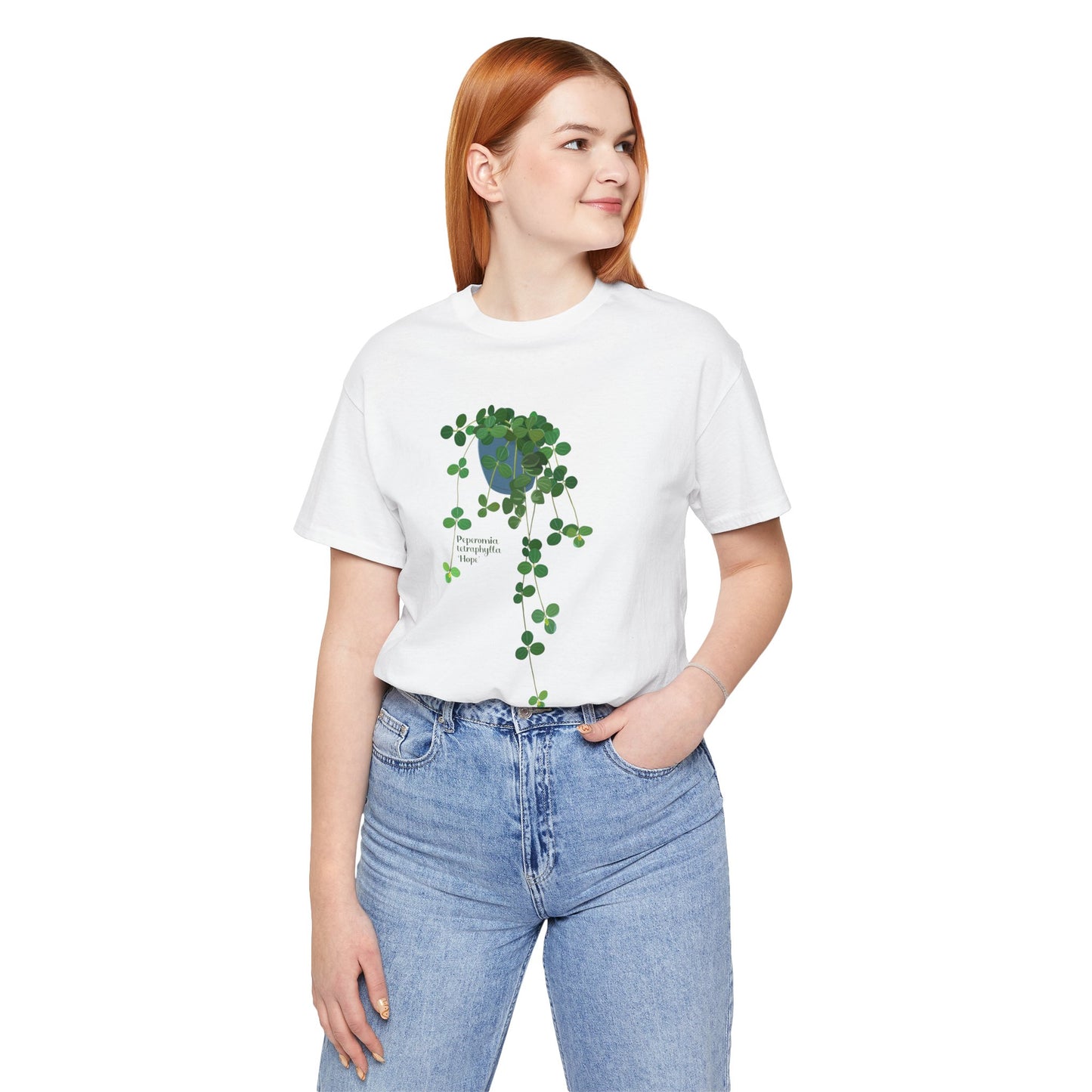 Peperomia Tetraphylla "Hope" Plant Lover T-shirt - White, Black, Natural