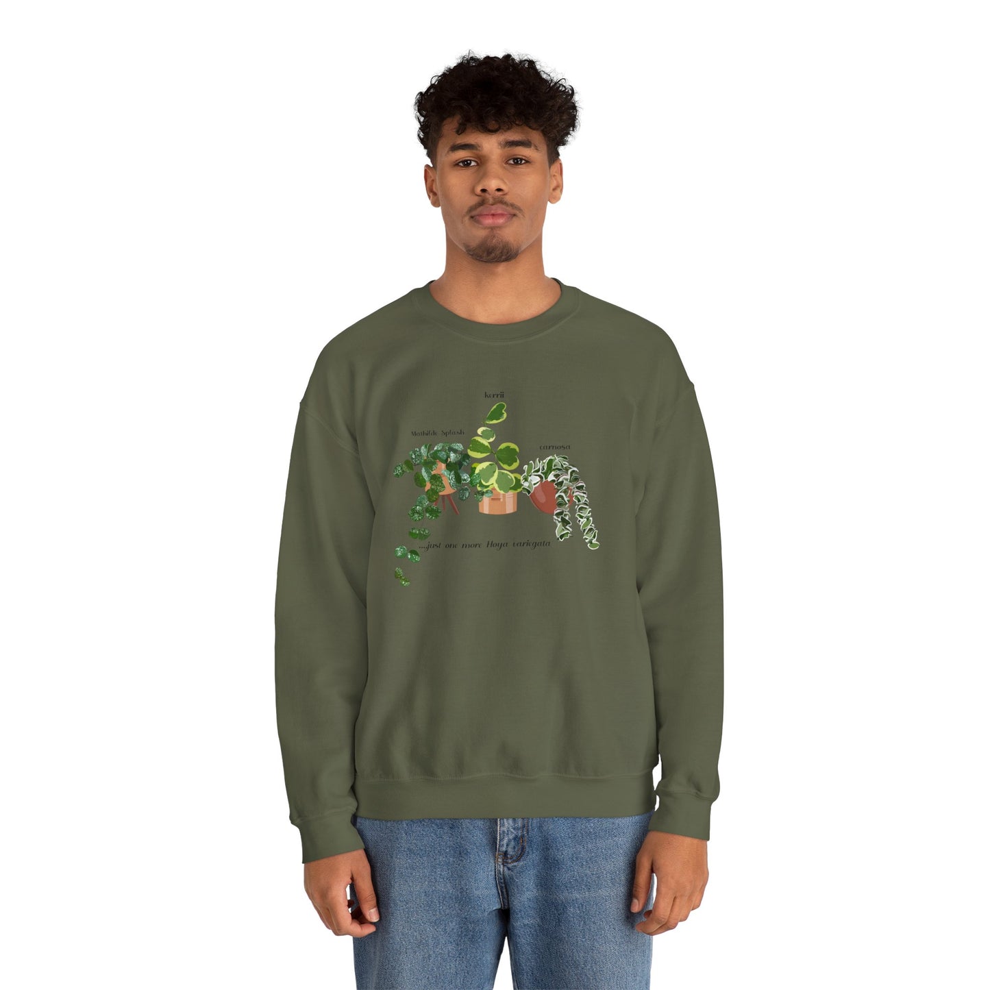 Hoya Mathilde Splash, Kerrii Variegata and Carnosa Hindu Rope Trio Crewneck Sweatshirt