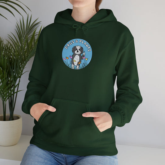 Dogs & Plants Hoodie for Doodle & Plant Lovers - Forest Green