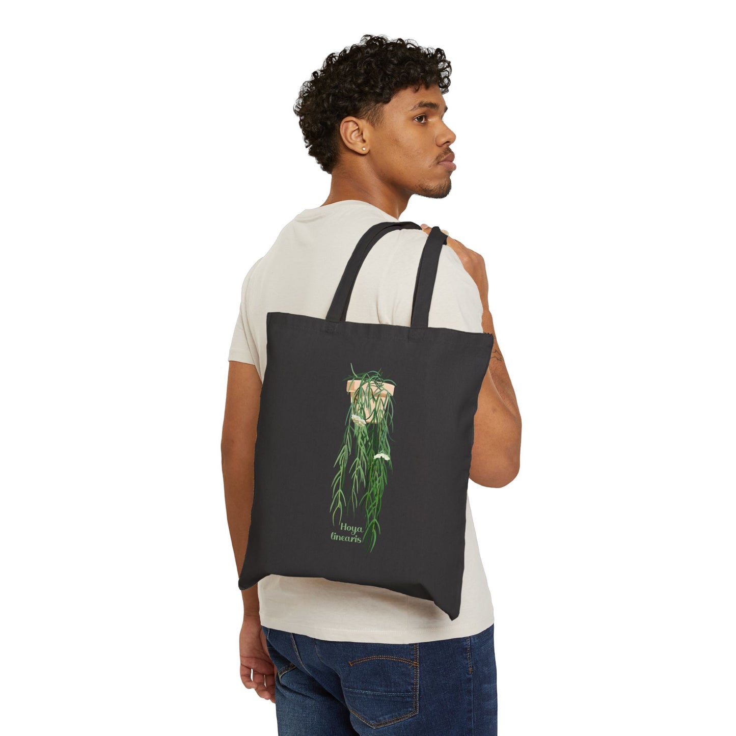 Hoya Linearis Plant Lover Canvas Tote Bag - Black