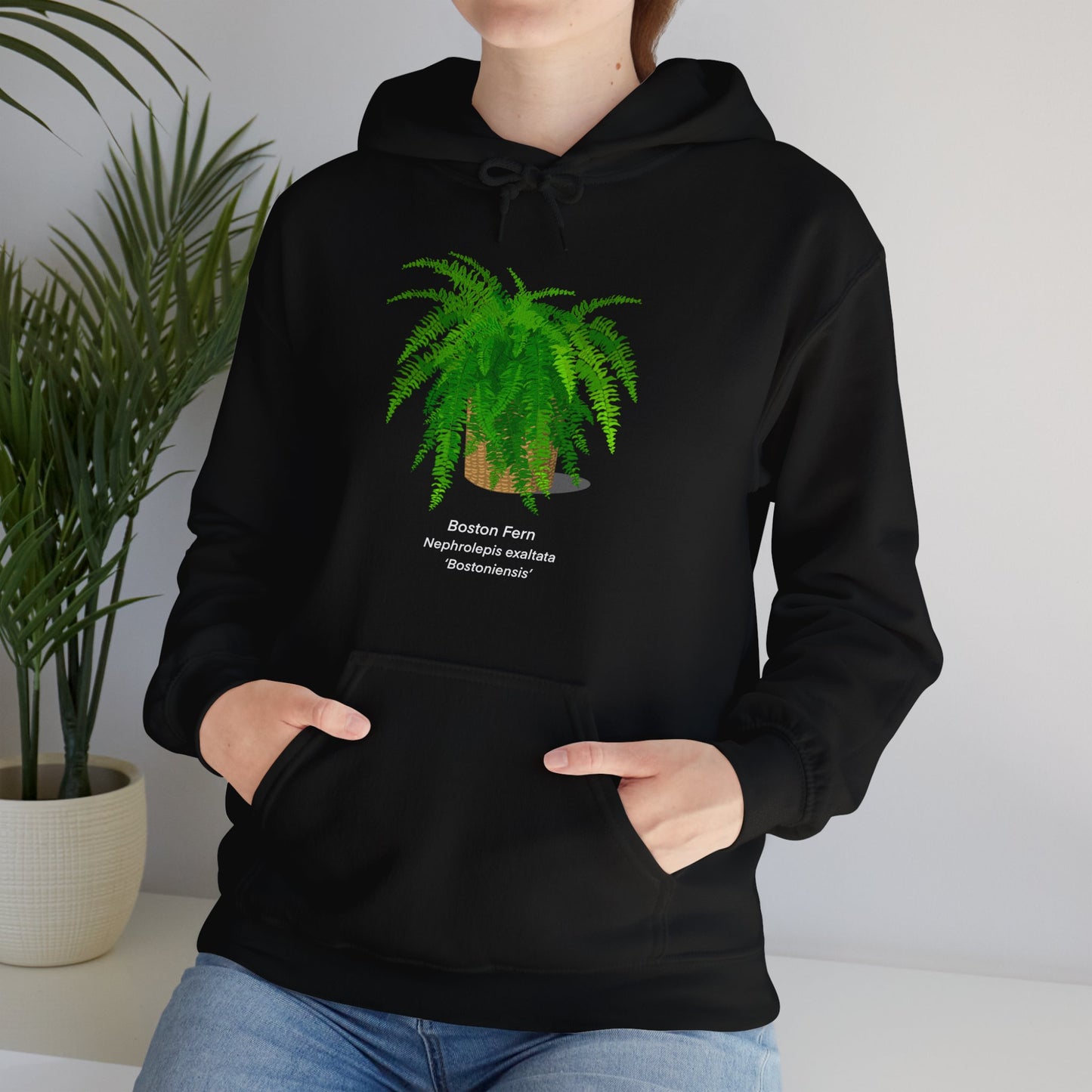 Boston Fern Plant Hoodie - Black