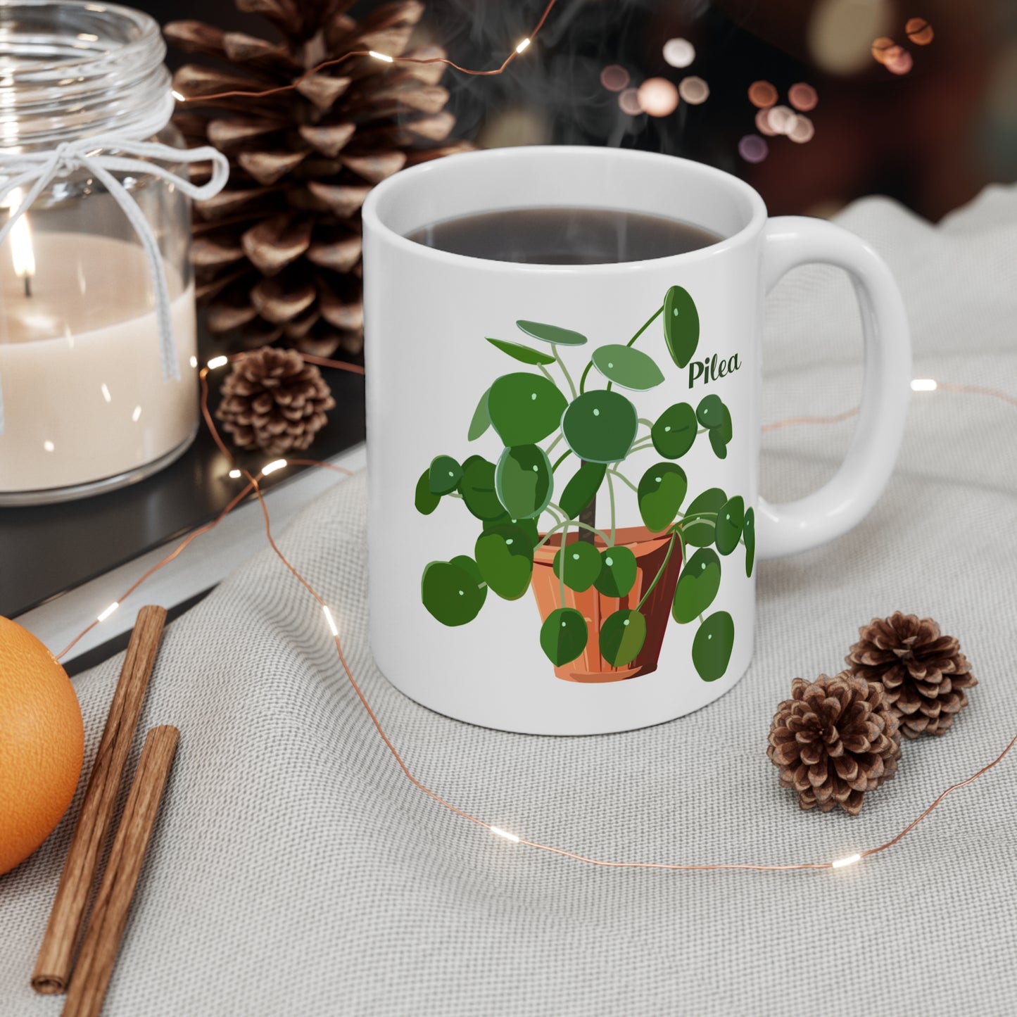 Pilea Peperomioides "Chinese Money Plant" Mug - White