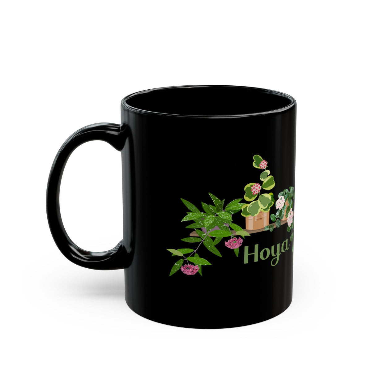 Hoya Mathilde Splash, Kerii Variegata, & Publicalyx Splash Trio Plant Lover Mug - Black
