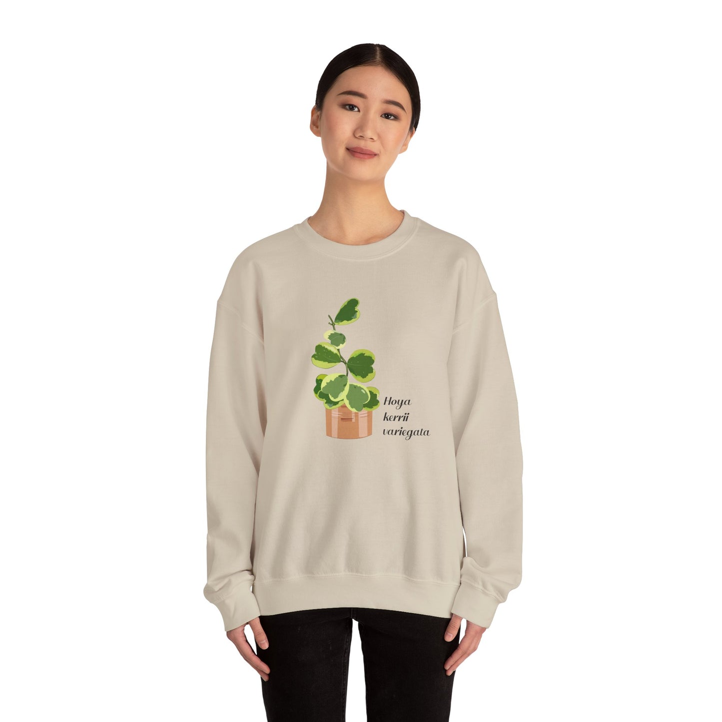 Hoya Kerrii Variegata Plant Lover Crewneck Sweatshirt - Beige