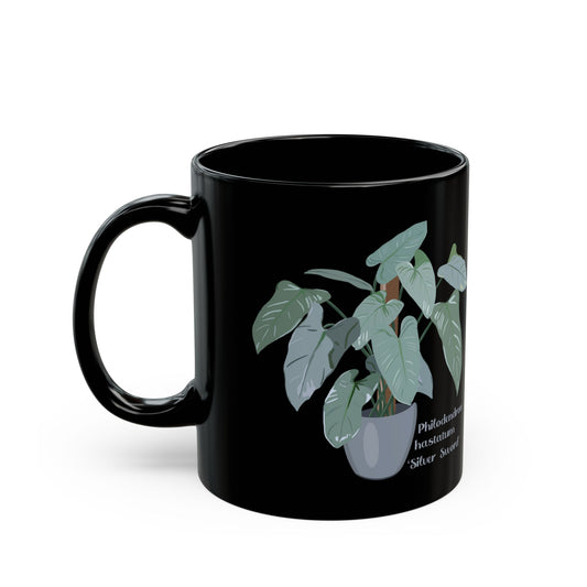 Philodendron Hastatum "Silver Sword" Plant Lover Mug - Black