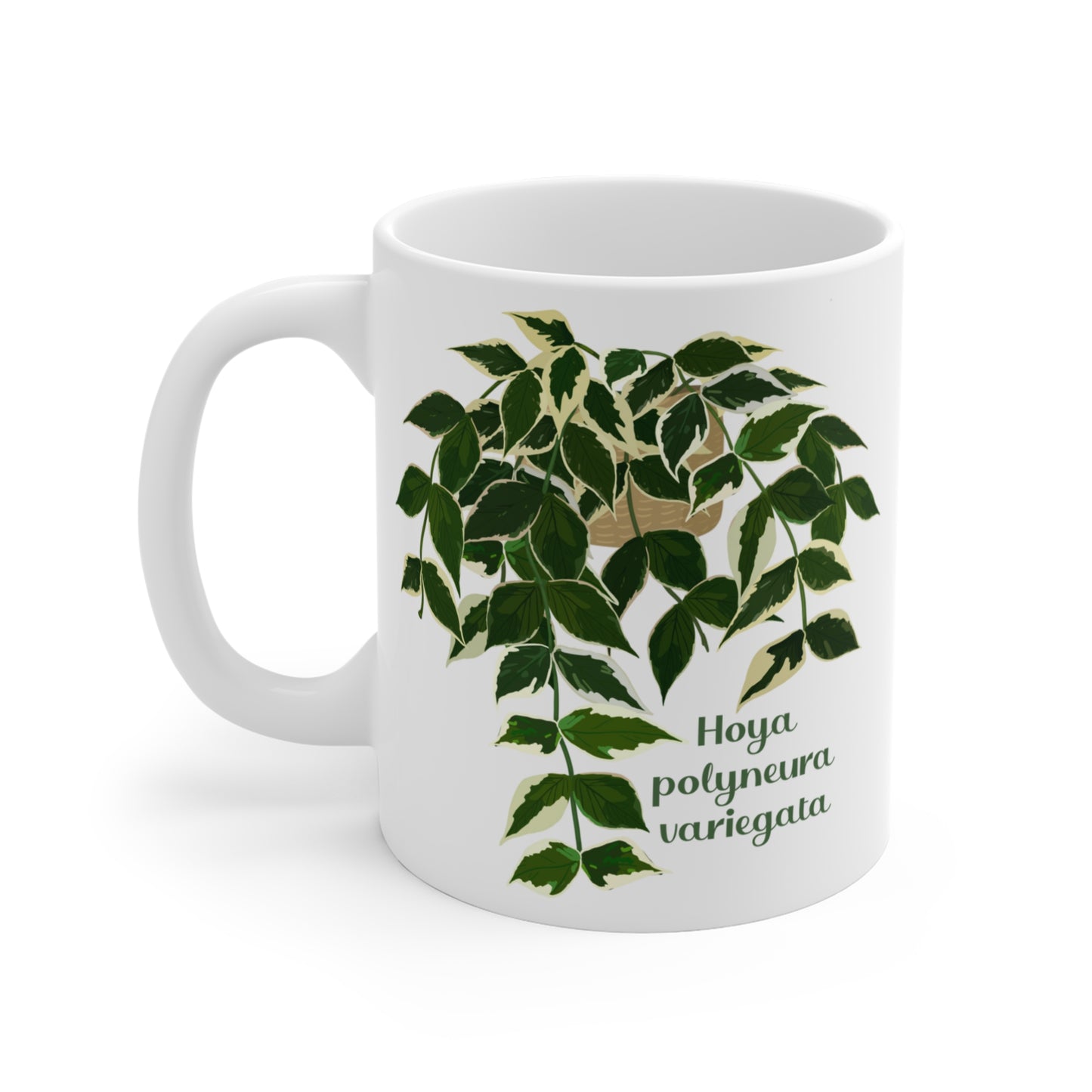 Hoya polyneura variegata mug.  Perfect gift for Hoya fans, plant moms and dads, plant collectors and houseplant lovers!  Nature lover mug.