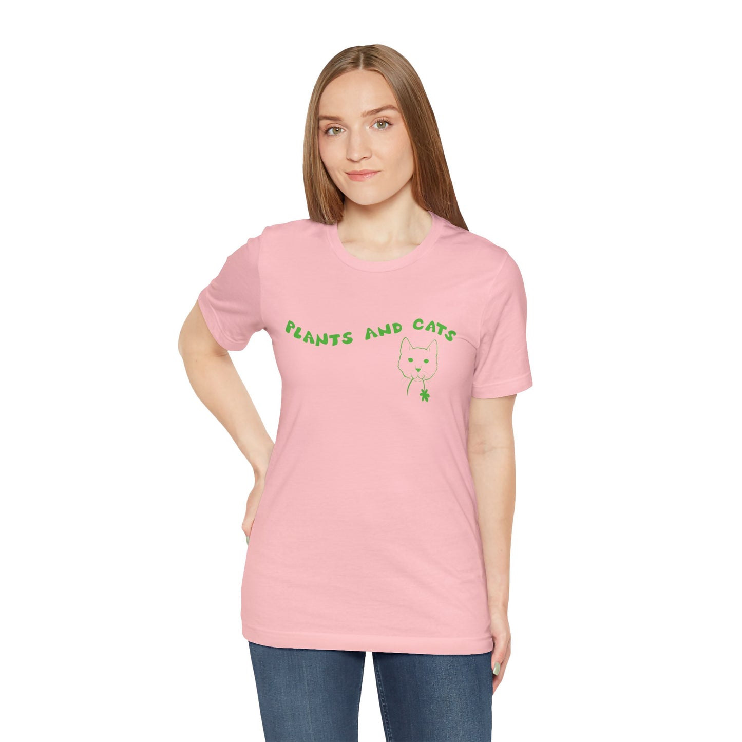 Plants and Cats Lover T-Shirt - Pink