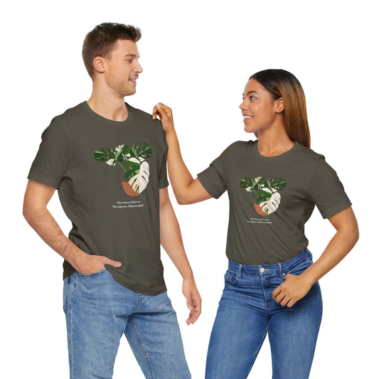 Monstera Deliciosa Borsigiana Albo Variegata Plant Lover T-Shirt - Army