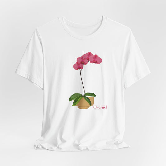 Pink Orchid T-Shirt for Plant and Flower Lovers - White, Natural, Pink, Black
