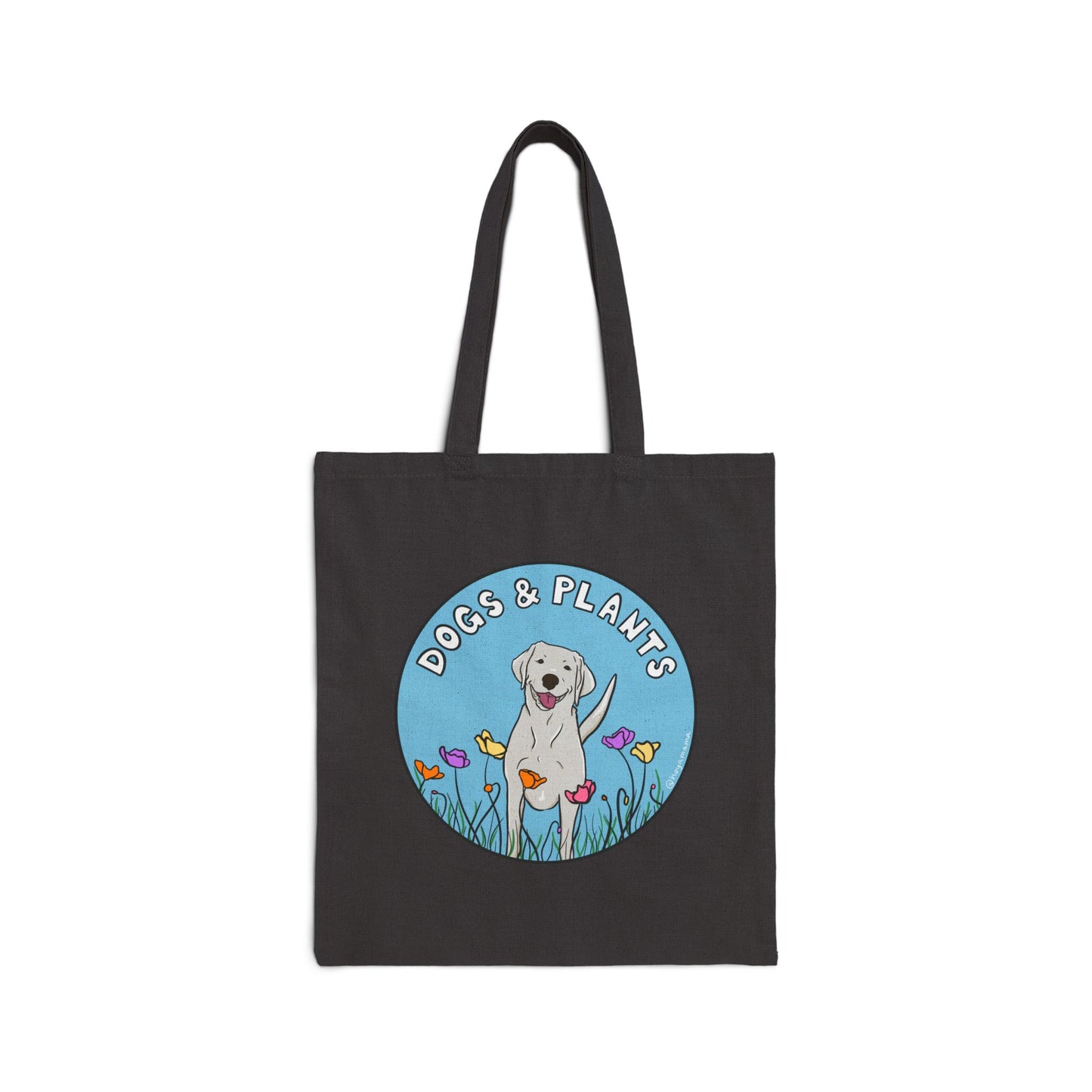 Dogs & Plants White Labrador & Plant Lover Canvas Tote Bag  - Black
