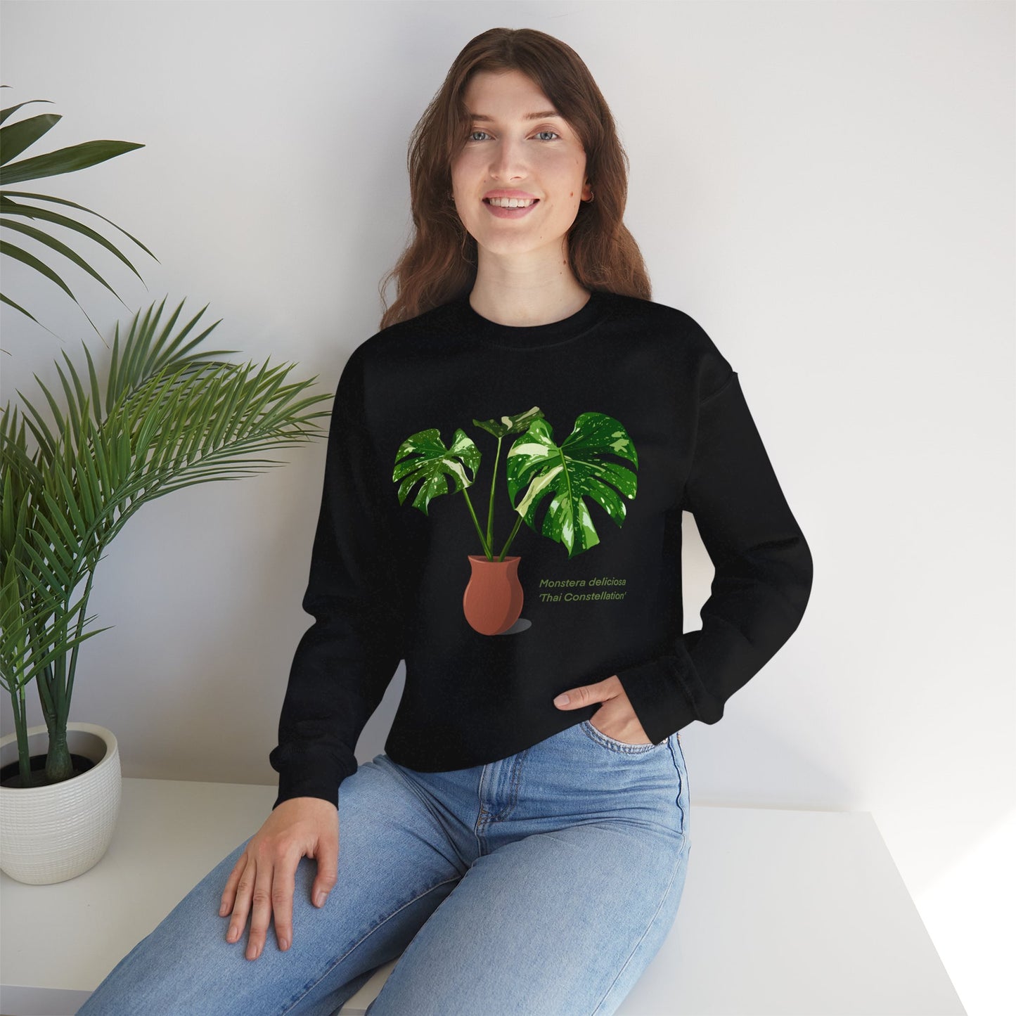 Monstera Deliciosa Thai Constellation Plant Lover Crewneck Sweatshirt