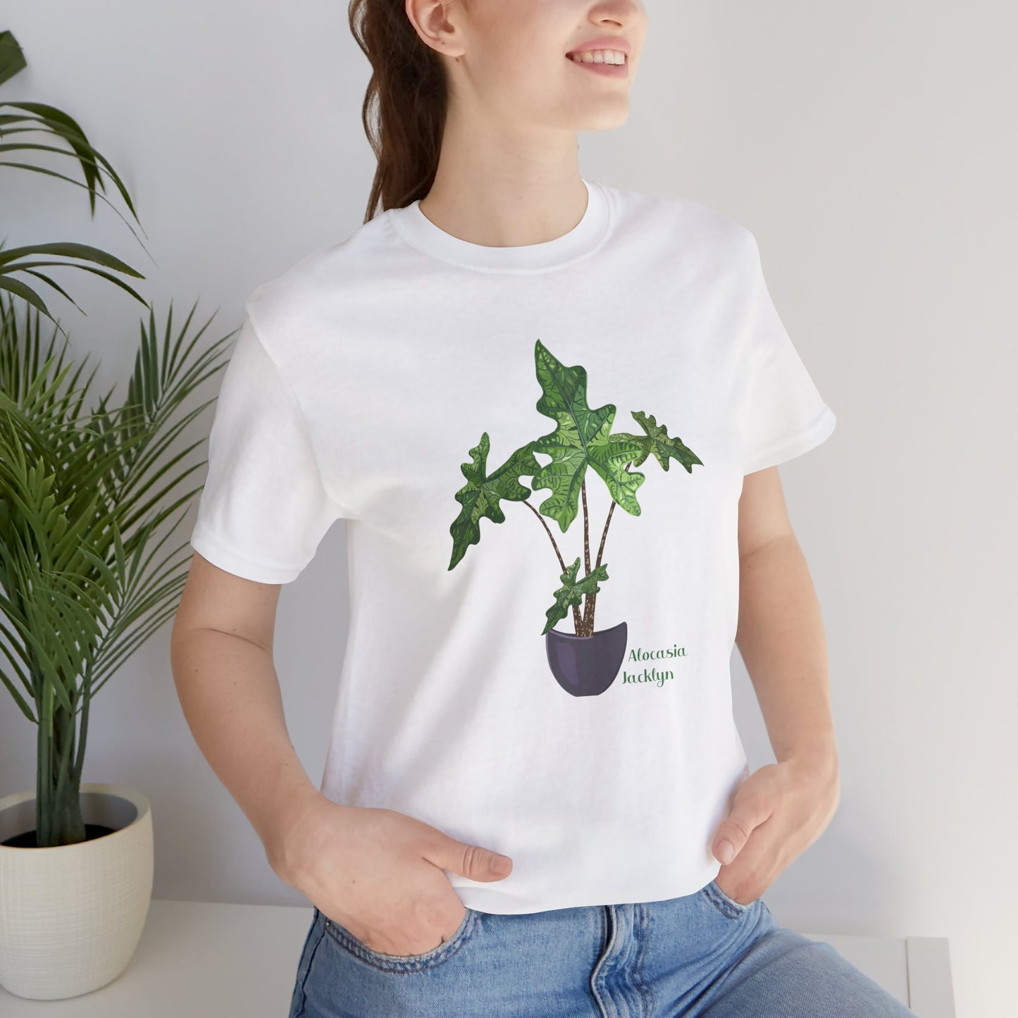 Alocasia Jacklyn Plant Lover T-Shirt - White, Black, Natural