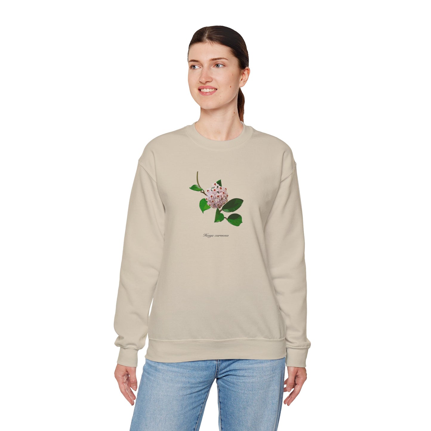 Hoya Carnosa in Bloom Plant Lover Crewneck Sweatshirt - Beige