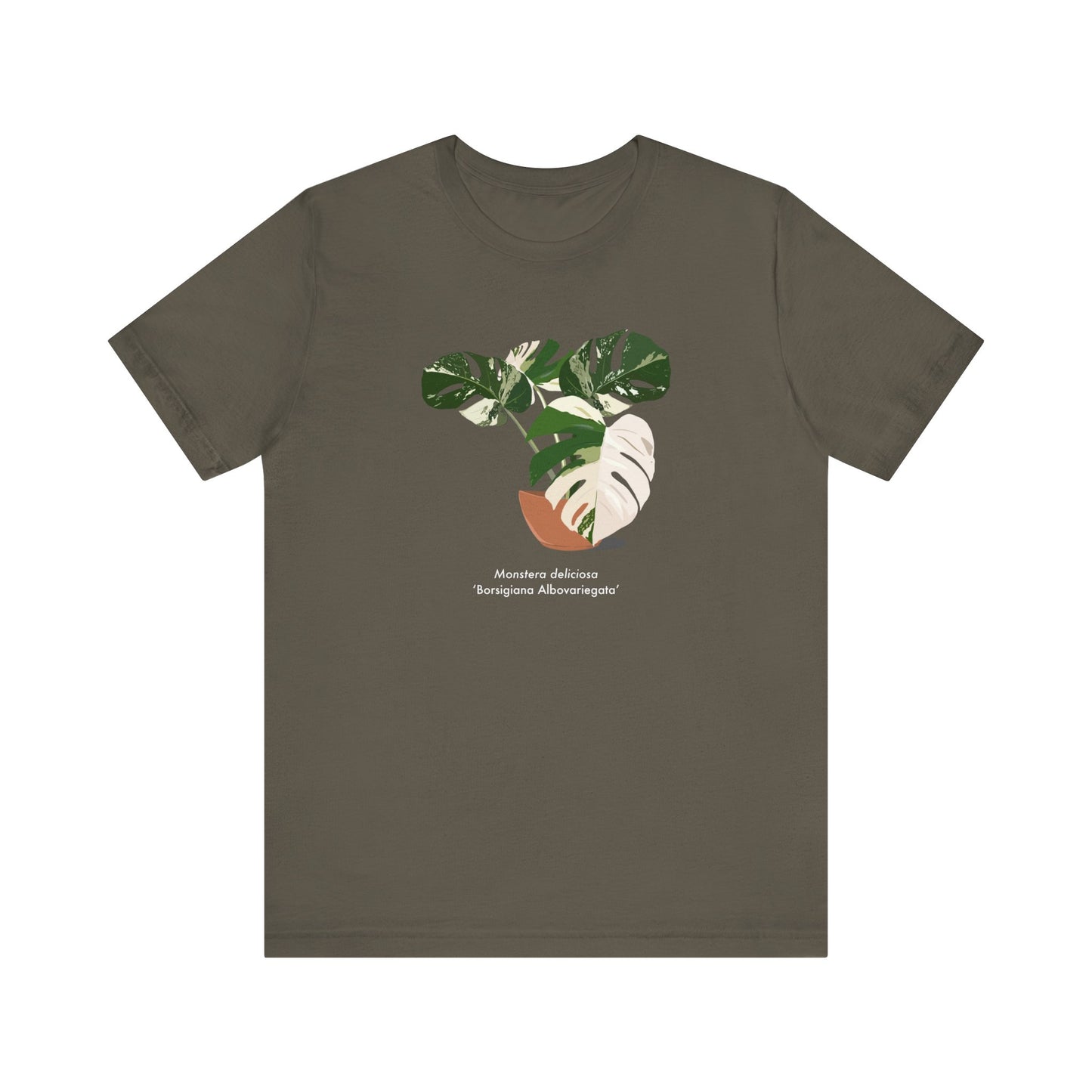 Monstera Deliciosa Borsigiana Albo Variegata Plant Lover T-Shirt - Army