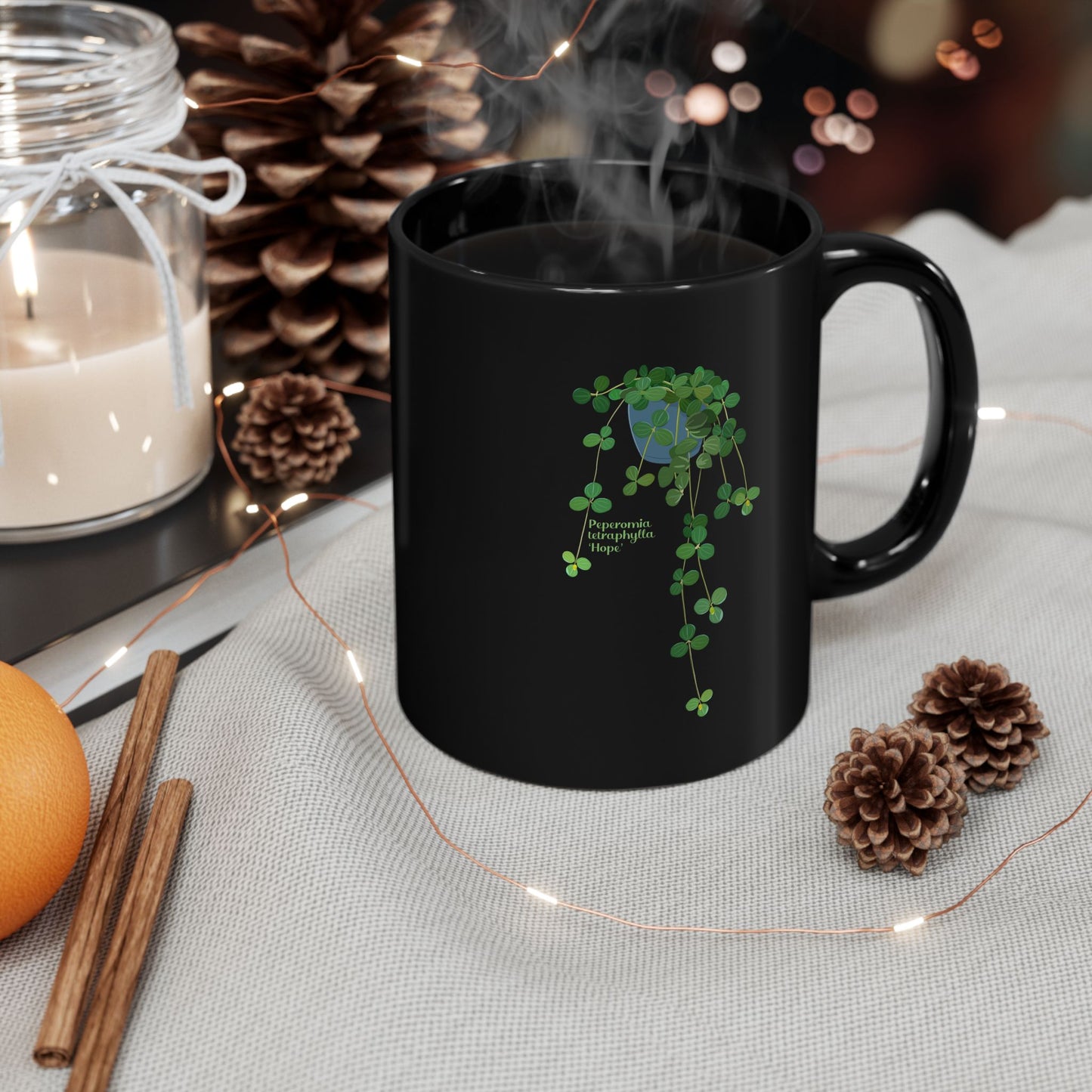 Peperomia Tetraphylla "Hope" Plant Lover Mug - Black