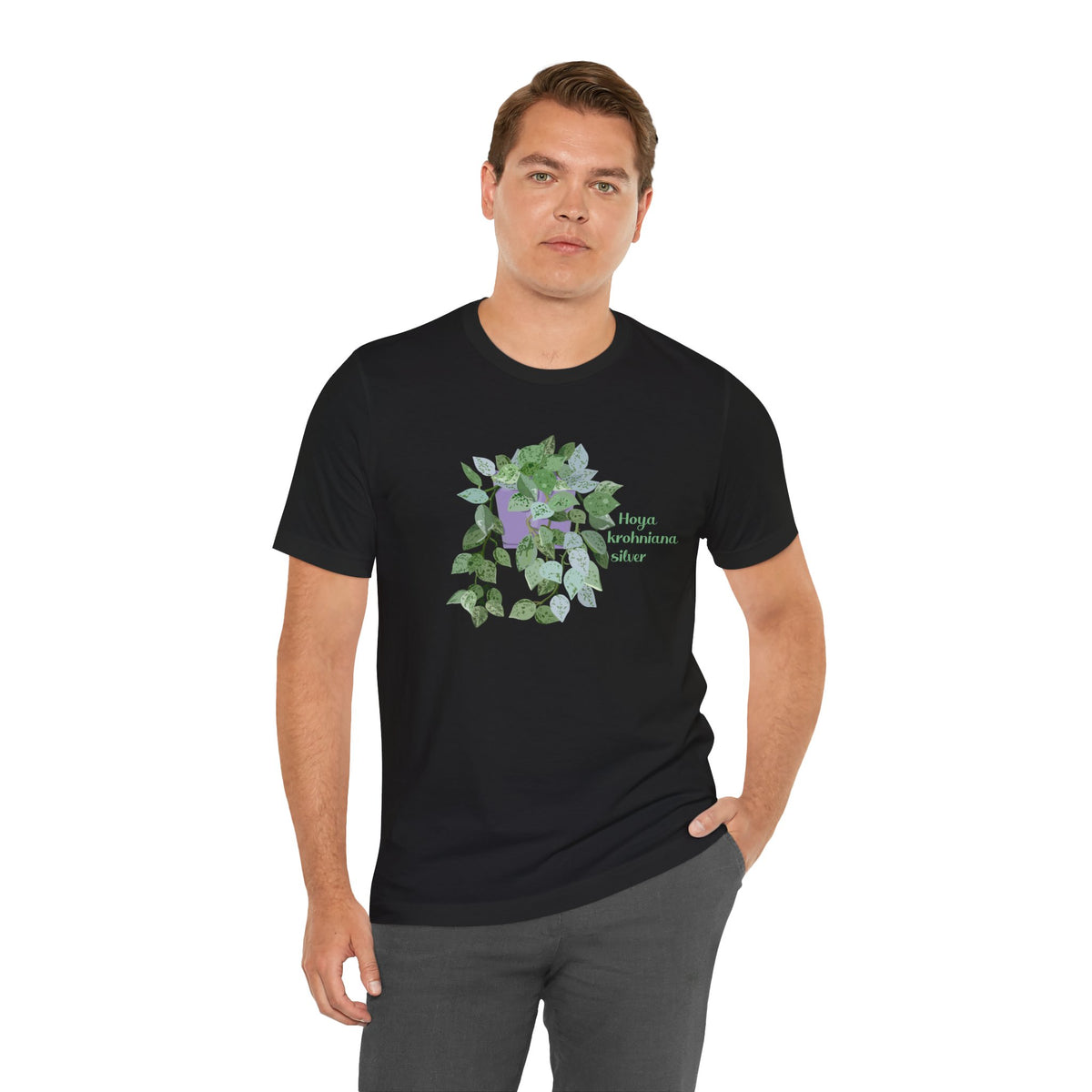 Hoya Krohniana Silver Plant Lover T-Shirt - White, Natural, Black