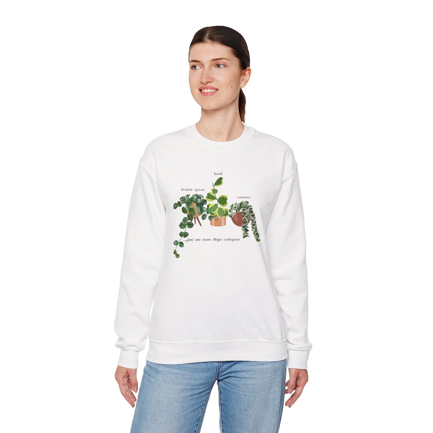 Hoya Mathilde Splash, Kerrii Variegata and Carnosa Hindu Rope Trio Crewneck Sweatshirt