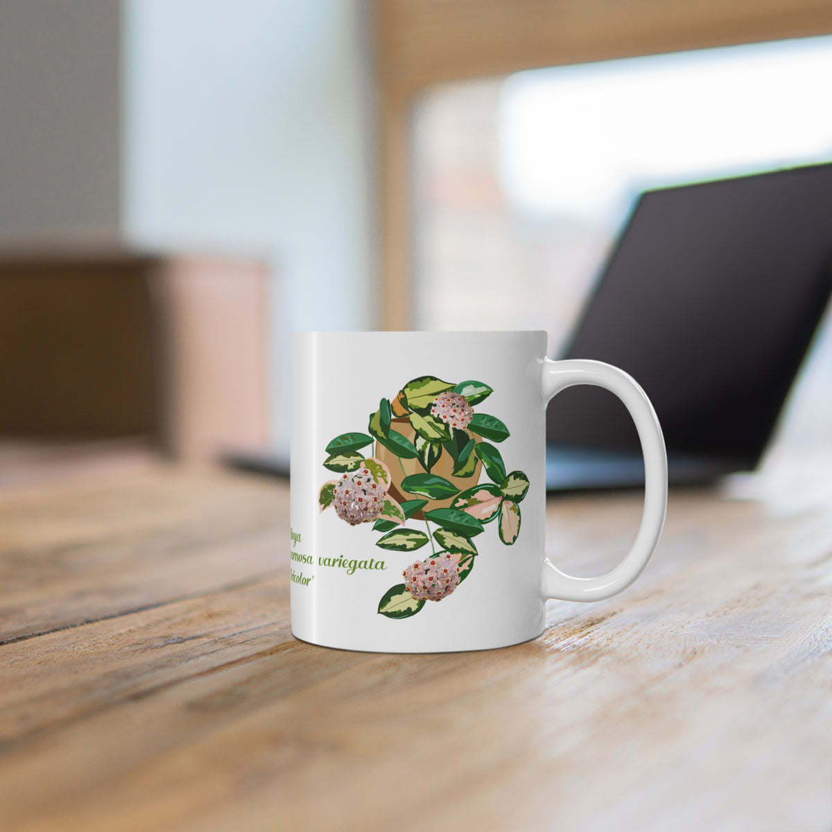 Blooming Hoya Carnosa Variegata 'Tricolor'  Plant Lover Mug - White
