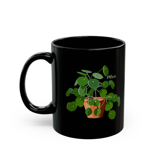 Pilea Peperomioides "Chinese Money Plant" Plant Lover Mug - Black