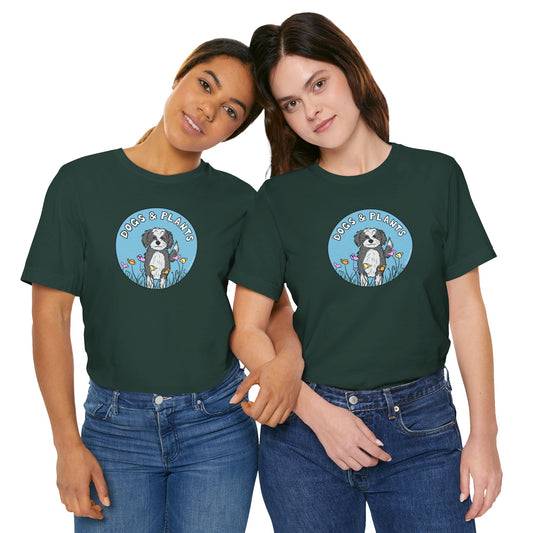 Dogs & Plants T-Shirt for Doodle & Plant Lovers - Forest Green