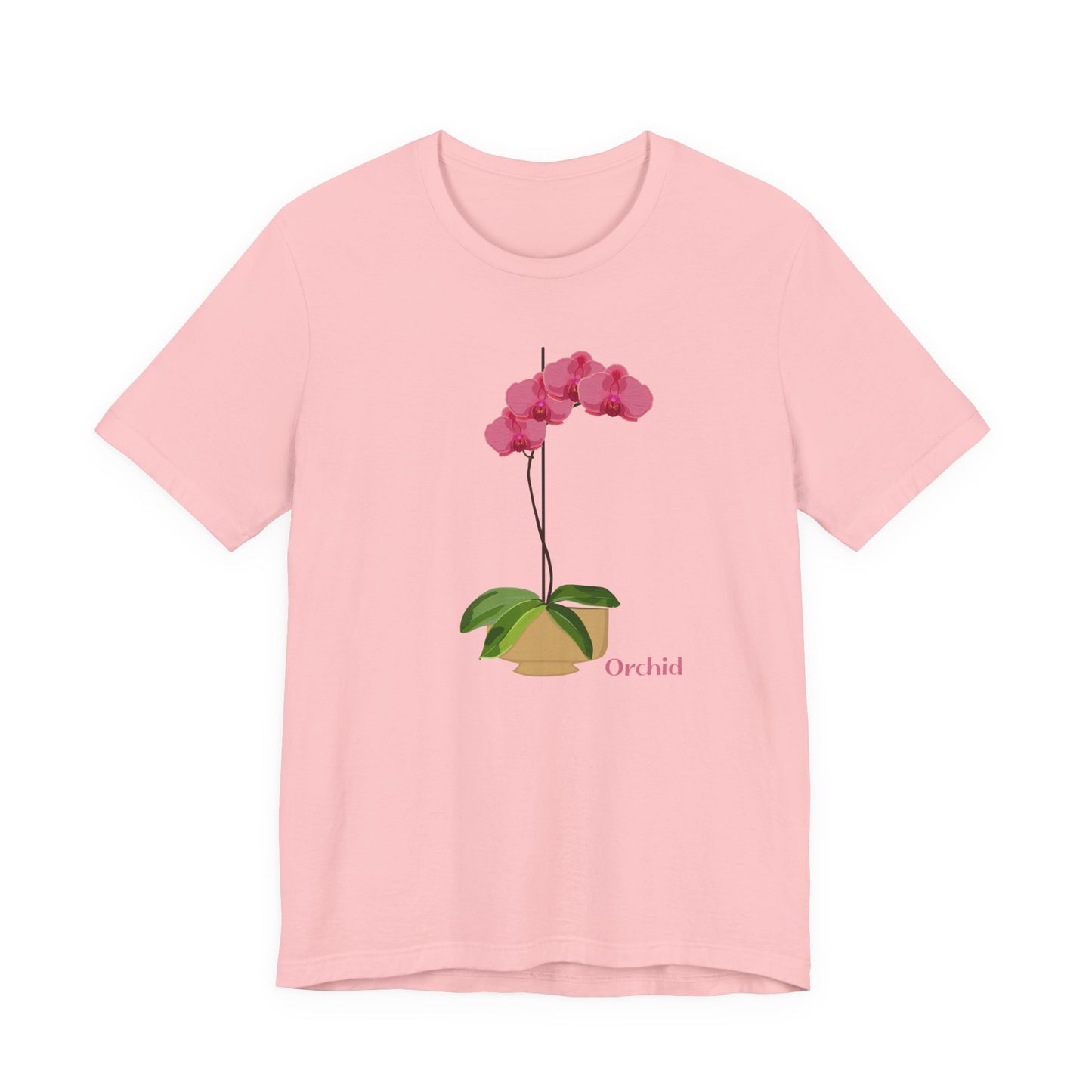 Pink Orchid T-Shirt for Plant and Flower Lovers - White, Natural, Pink, Black