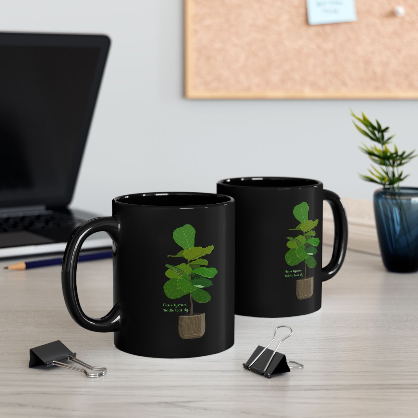 Ficus Lyrata "Fiddle Leaf Fig" Plant Lover Mug - Black