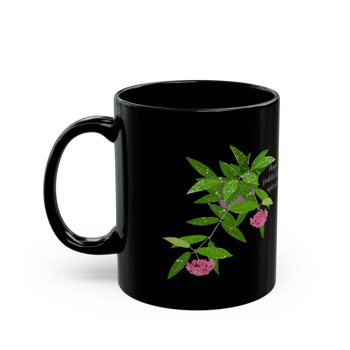 Blooming Hoya Publicalyx Splash Plant Lover Mug - Black