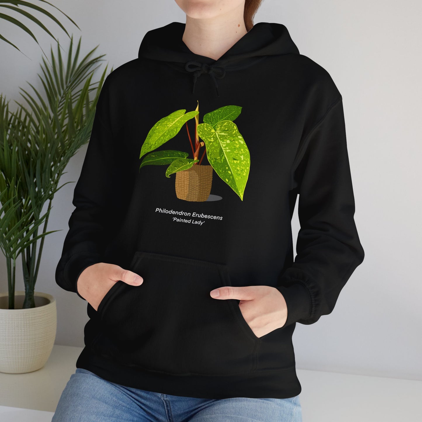 Philodendron Painted Lady Plant Hoodie - Black