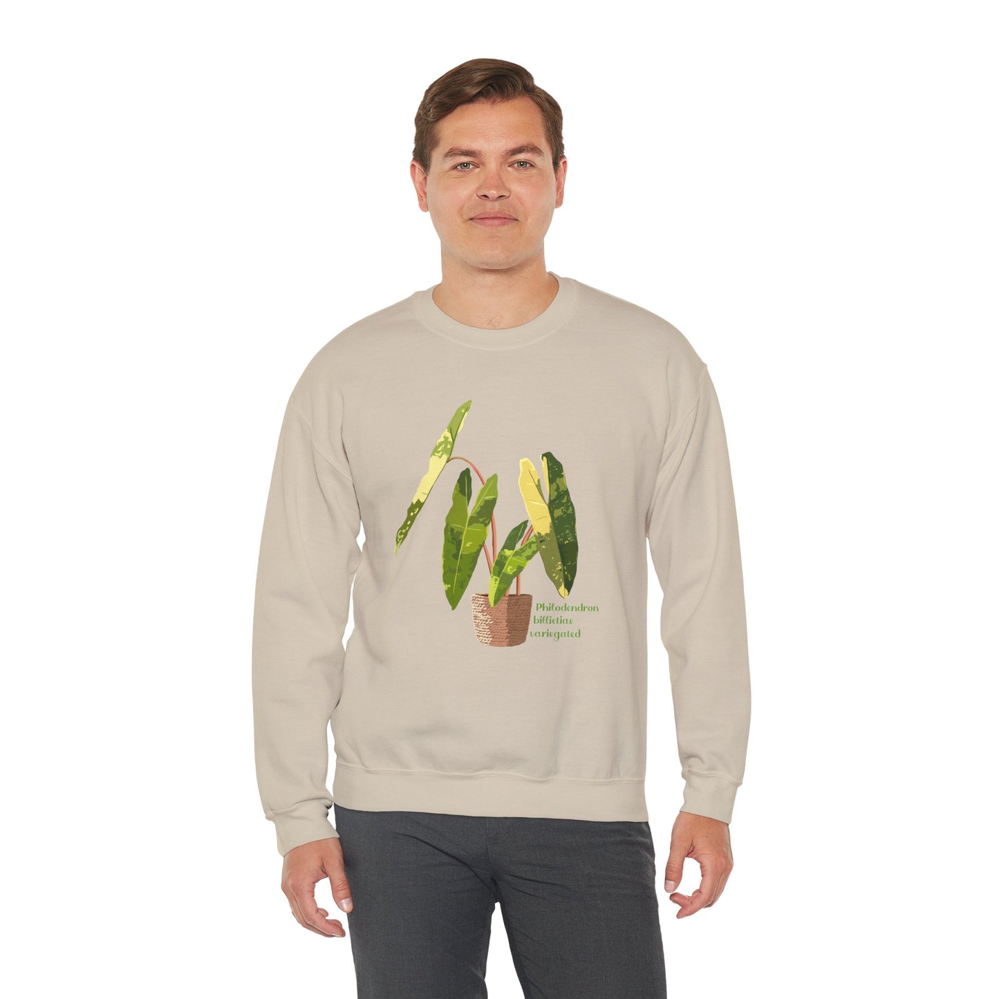 Philodendron Billietiae Variegated Plant Lover Crewneck Sweatshirt - Beige