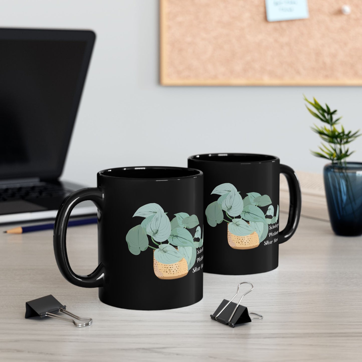 Scindapsus "Platinum Silver Hero" Plant Lover Mug - Black