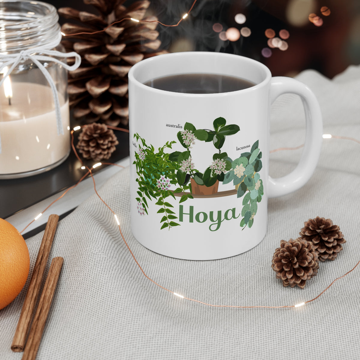 Hoya Lacunosa, Bella, & Australis Trio Plant Lover Mug - White