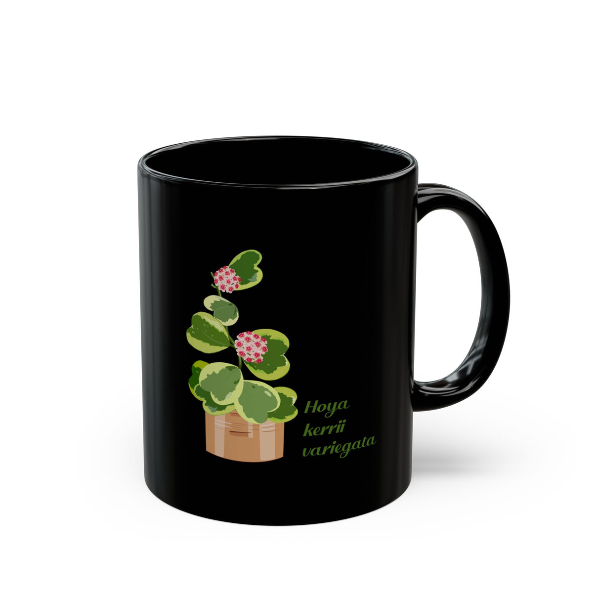 Blooming Hoya Kerrii Variegata Plant Lover Mug - Black
